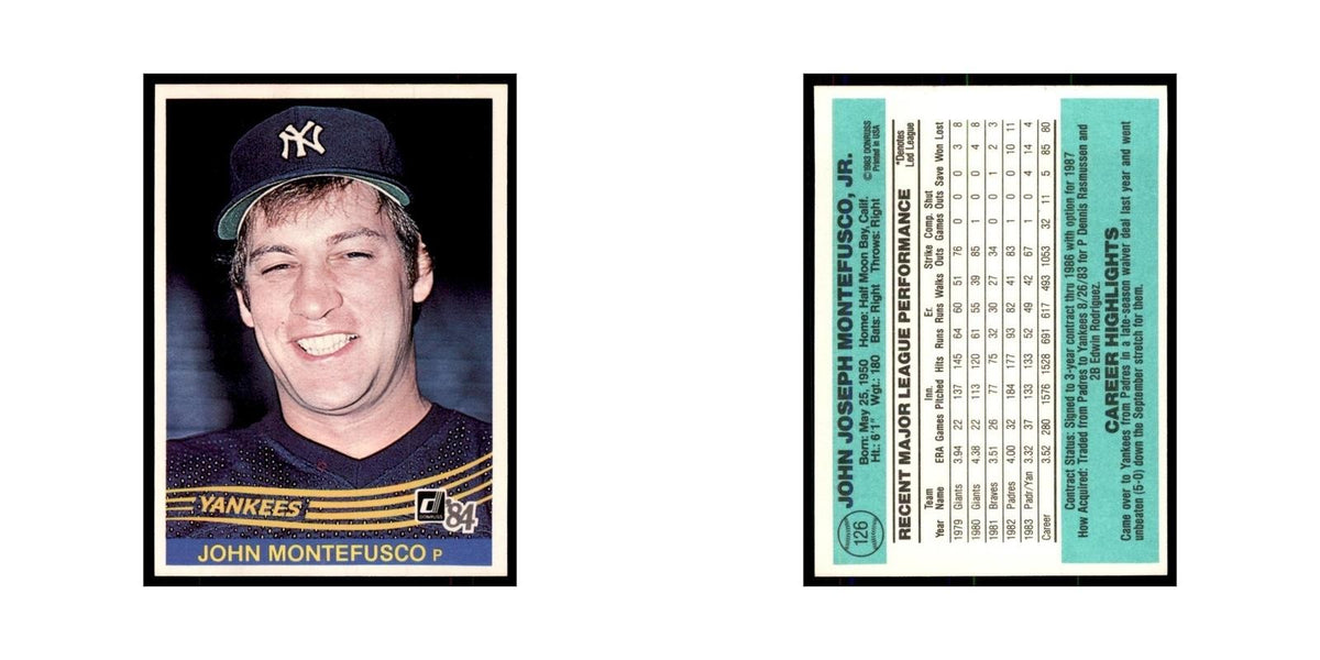 John Montefusco 1984 Donruss #126 New York Yankees Baseball Card NM