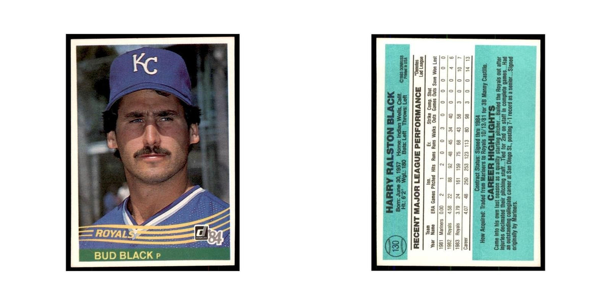 Bud Black 1984 Donruss #130 Kansas City Royals Baseball Card NM