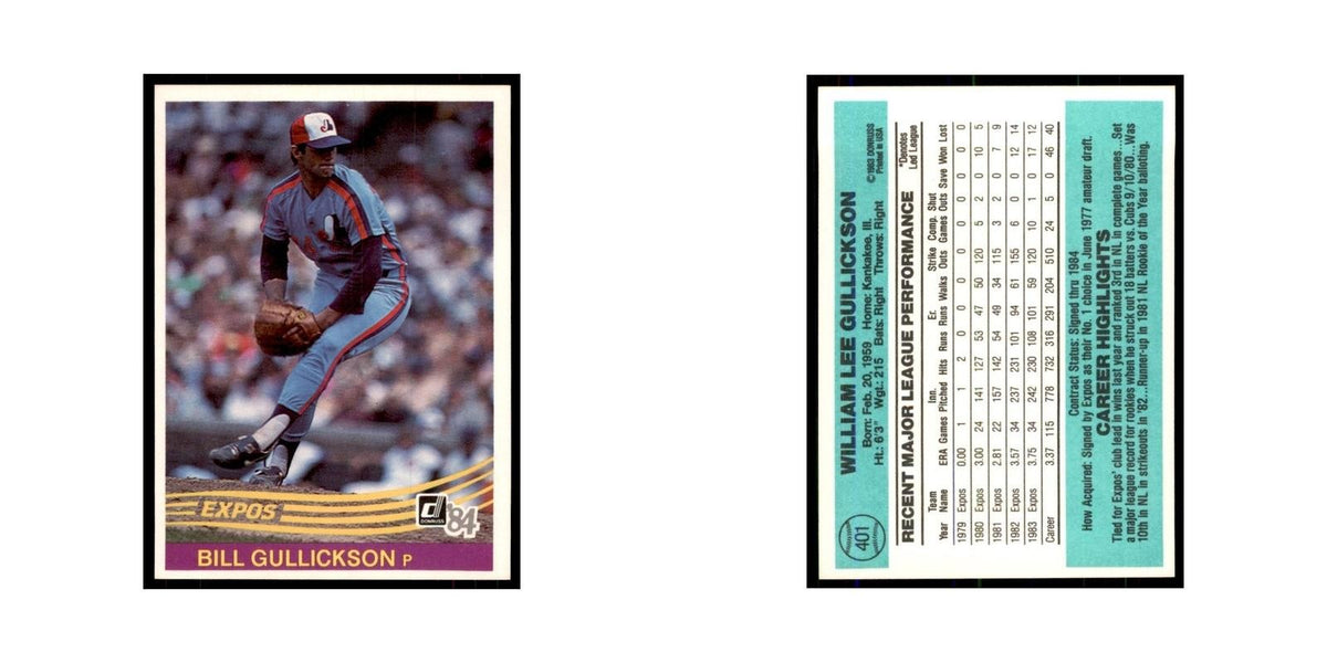 Bill Gullickson 1984 Donruss #401 Montreal Expos Baseball Card NM