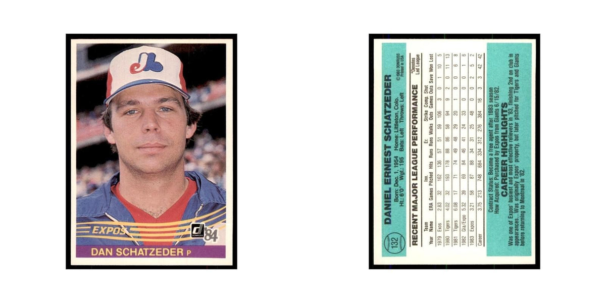 Dan Schatzeder 1984 Donruss #132 Montreal Expos Baseball Card NM