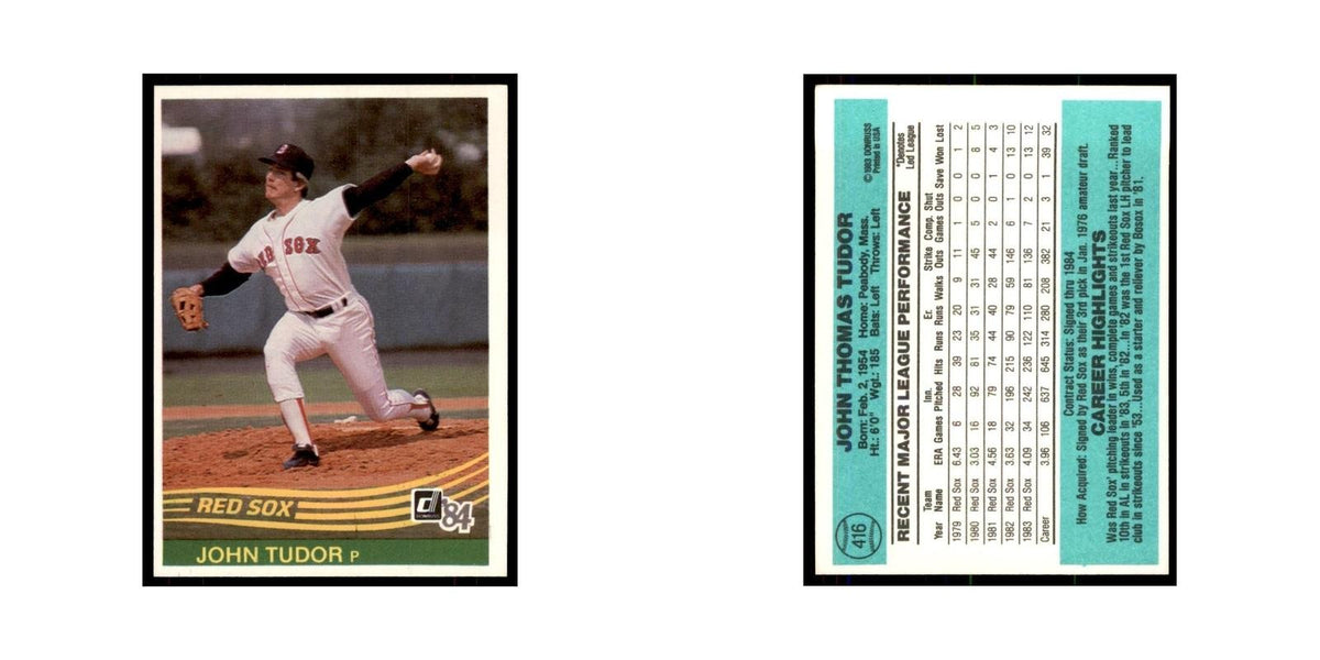 John Tudor 1984 Donruss #416 Boston Red Sox Baseball Card NM