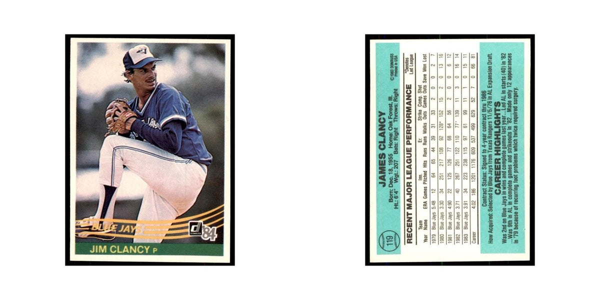 Jim Clancy 1984 Donruss #119 Toronto Blue Jays Baseball Card NM