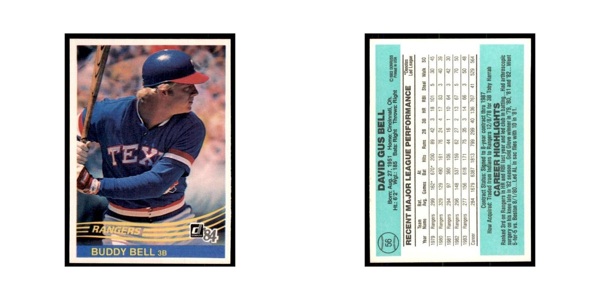 Buddy Bell 1984 Donruss #56 Texas Rangers Baseball Card NM