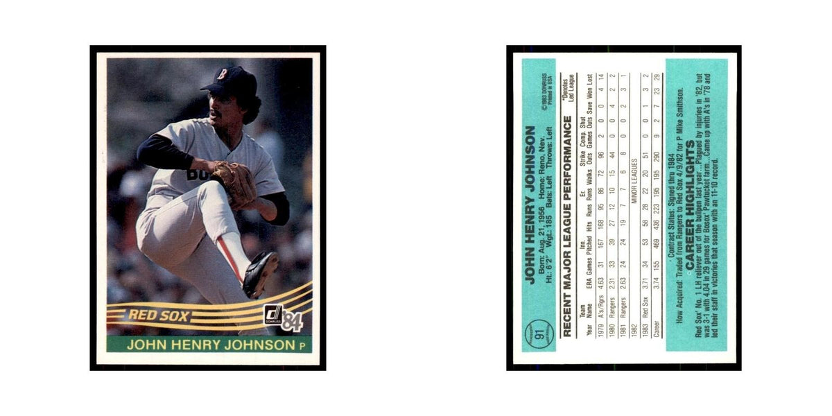 John Henry Johnson 1984 Donruss #91 Boston Red Sox Baseball Card NM