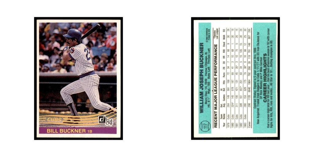 Bill Buckner 1984 Donruss #117 Chicago Cubs Baseball Card NM