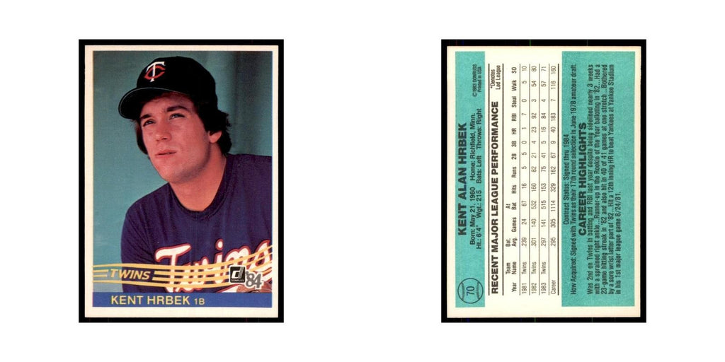 Kent Hrbek 1984 Donruss #70 Minnesota Twins Baseball Card NM