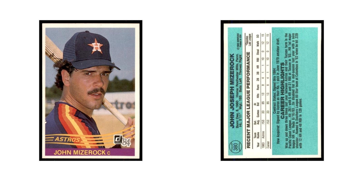 John Mizerock Rookie 1984 Donruss #380 Houston Astros Baseball Card NM