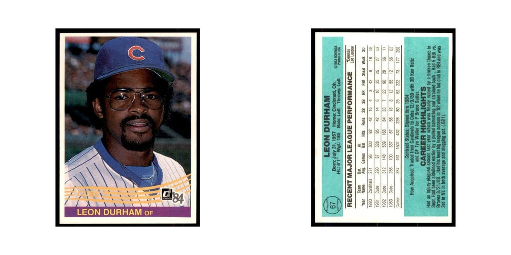 Leon Durham 1984 Donruss #67 Chicago Cubs Baseball Card NM
