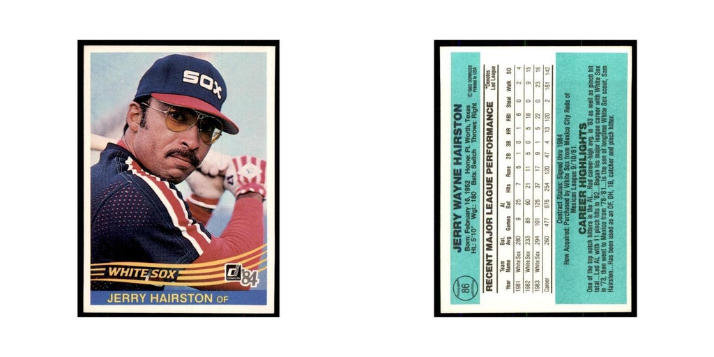 Jerry Hairston 1984 Donruss #86 Chicago White Sox Baseball Card NM