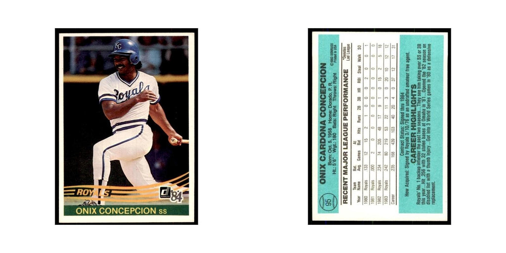 Onix Concepcion 1984 Donruss #95 Kansas City Royals Baseball Card NM