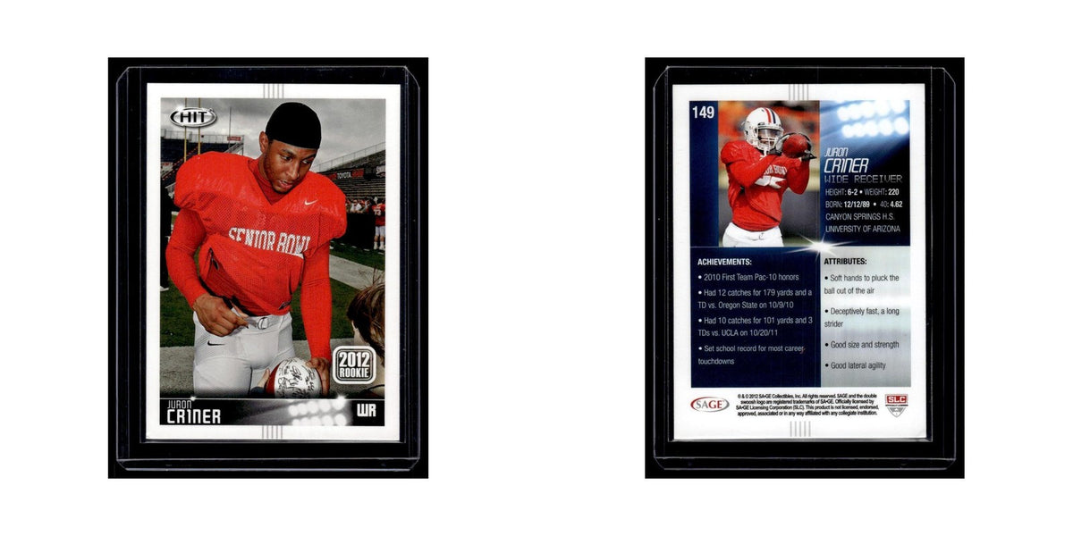 Juron Criner Rookie 2012 SAGE HIT #149 Arizona Wildcats Football Card NM
