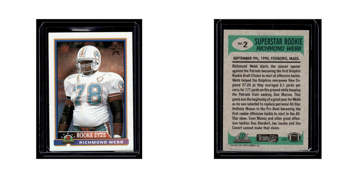 Richmond Webb 1991 Bowman #2 Miami Dolphins Football Card NM