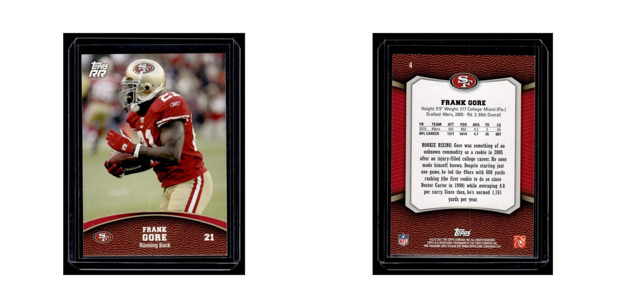 Frank Gore 2011 Topps Rising Rookies #4 San Francisco 49ers Football Card NM