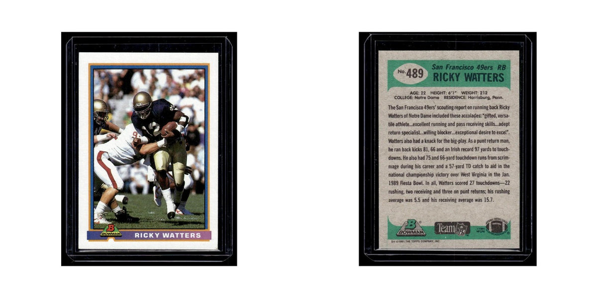 Ricky Watters Rookie 1991 Bowman #489 San Francisco 49ers Football Card NM
