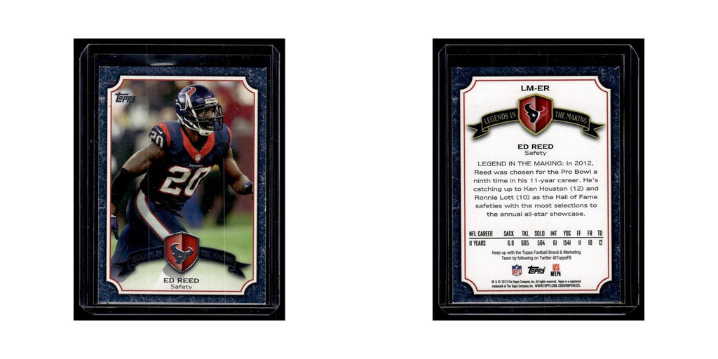Ed Reed 2013 Topps Legends in the Making #LM-ER Houston Texans Football Card NM