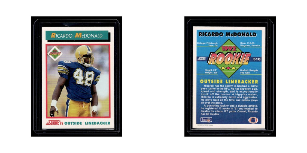Ricardo McDonald Rookie 1992 Score #510 Cincinnati Bengals Football Card NM