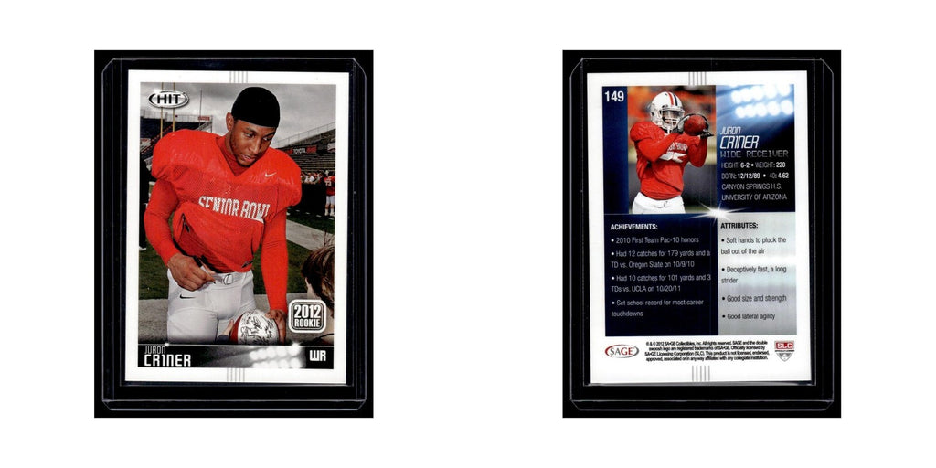 Juron Criner Rookie 2012 SAGE HIT #149 Arizona Wildcats Football Card NM