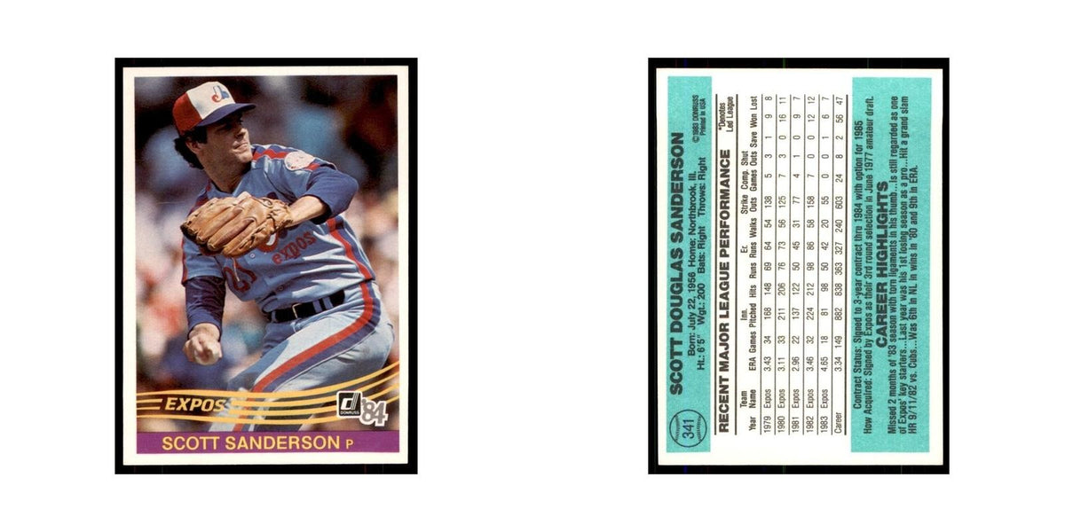 Scott Sanderson 1984 Donruss #341 Montreal Expos Baseball Card NM