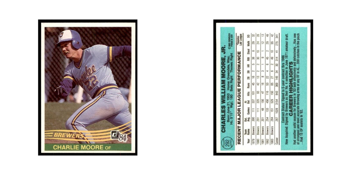 Charlie Moore 1984 Donruss #292 Milwaukee Brewers Baseball Card NM