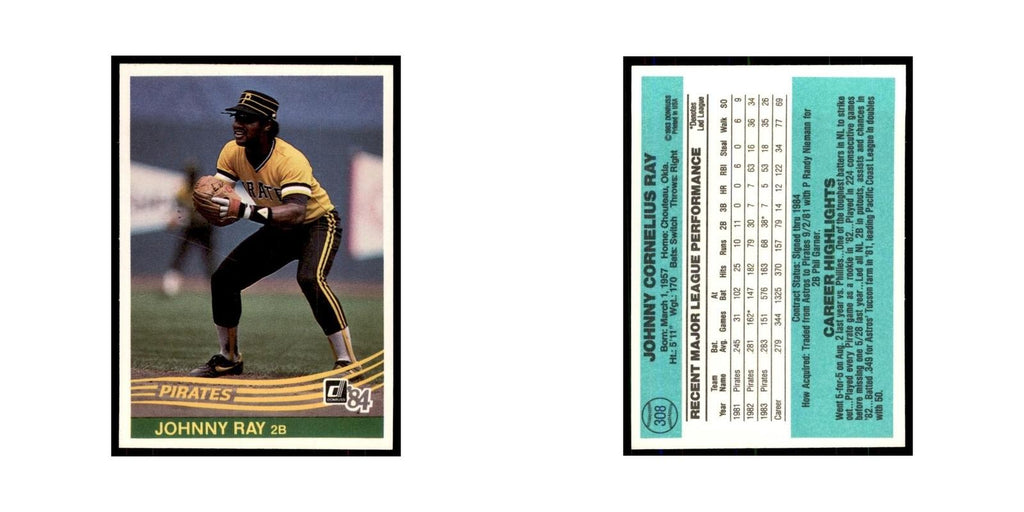 Johnny Ray 1984 Donruss #308 Pittsburgh Pirates Baseball Card NM