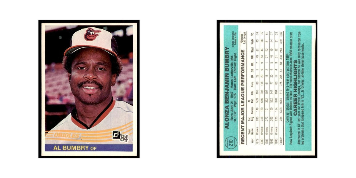 Al Bumbry 1984 Donruss #210 Baltimore Orioles Baseball Card NM