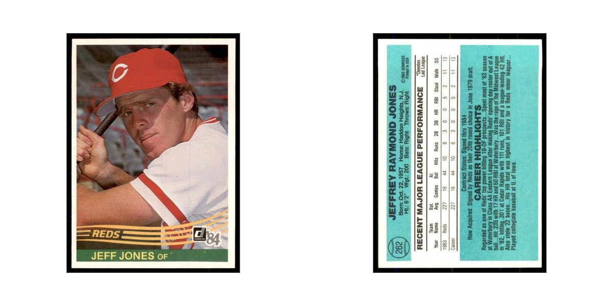 Jeff Jones Rookie 1984 Donruss #262 Cincinnati Reds Baseball Card NM