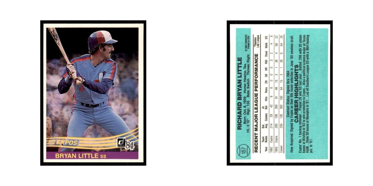 Bryan Little Rookie 1984 Donruss #157 Montreal Expos Baseball Card NM