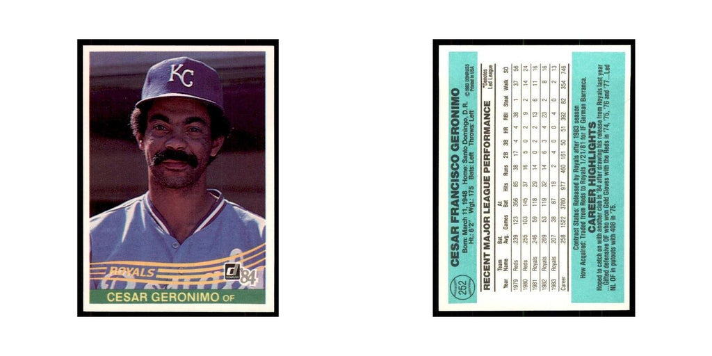 Cesar Geronimo 1984 Donruss #252 Kansas City Royals Baseball Card NM