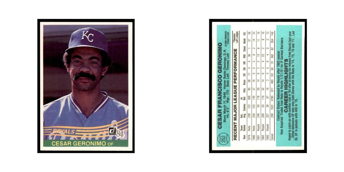 Cesar Geronimo 1984 Donruss #252 Kansas City Royals Baseball Card NM