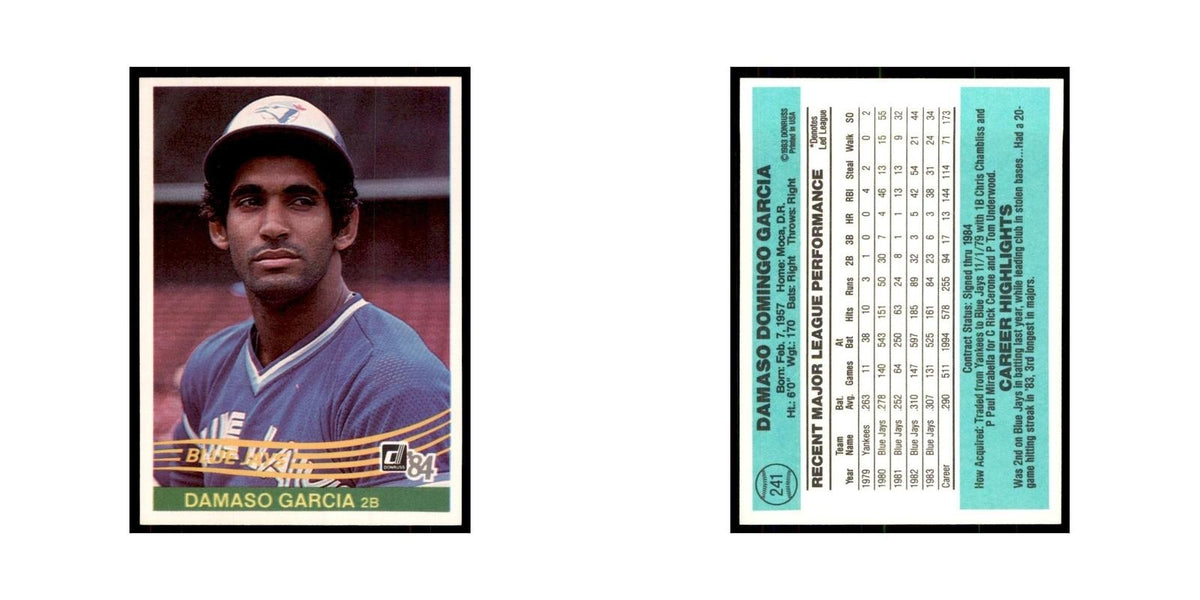 Damaso Garcia 1984 Donruss #241 Toronto Blue Jays Baseball Card NM