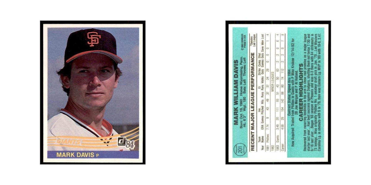 Mark Davis 1984 Donruss #201 San Francisco Giants Baseball Card NM