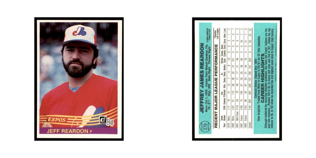 Jeff Reardon 1984 Donruss #279 Montreal Expos Baseball Card NM