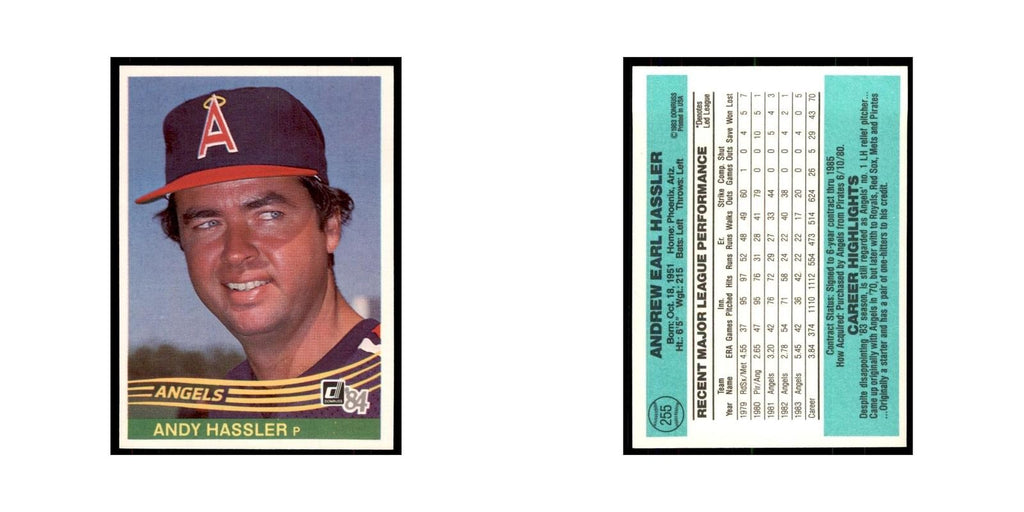 Andy Hassler 1984 Donruss #255 California Angels Baseball Card NM