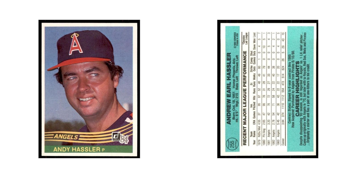 Andy Hassler 1984 Donruss #255 California Angels Baseball Card NM