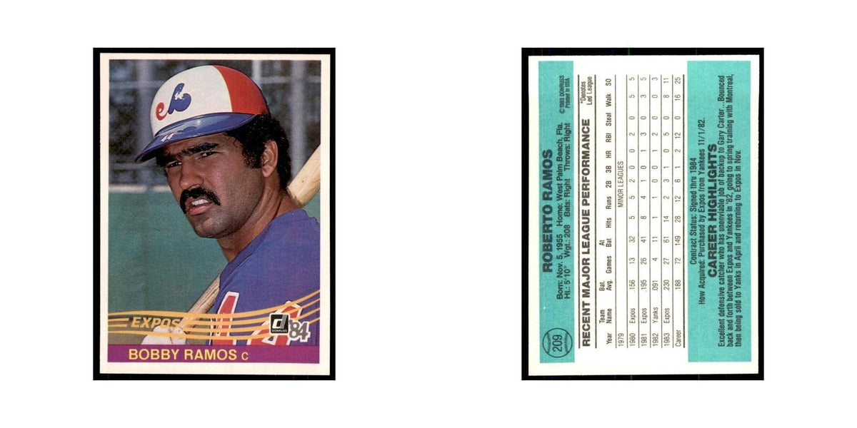 Bobby Ramos 1984 Donruss #209 Montreal Expos Baseball Card NM