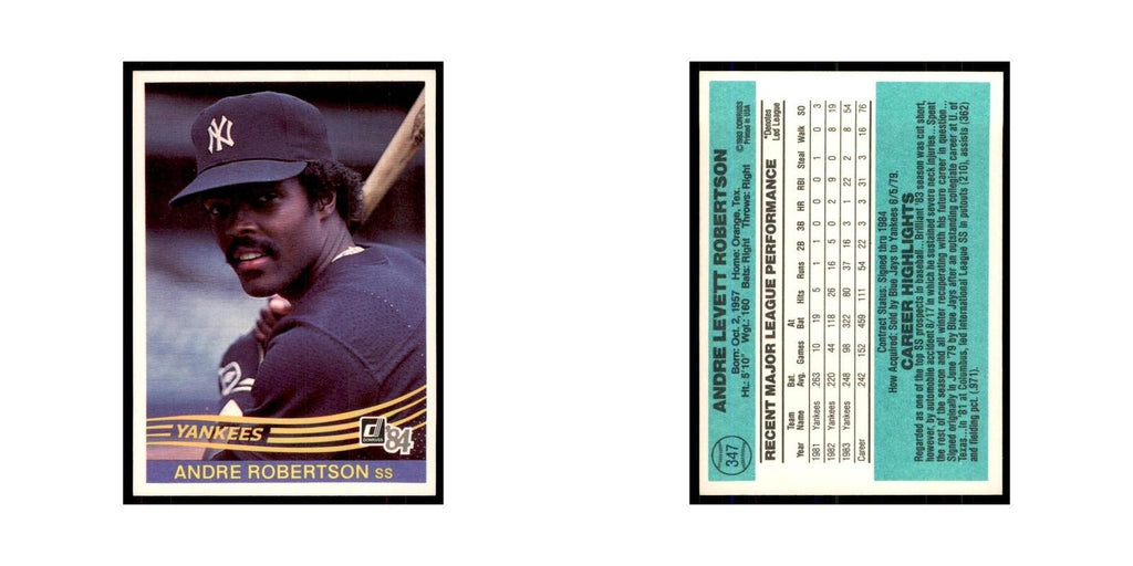 Andre Robertson 1984 Donruss #347 New York Yankees Baseball Card NM
