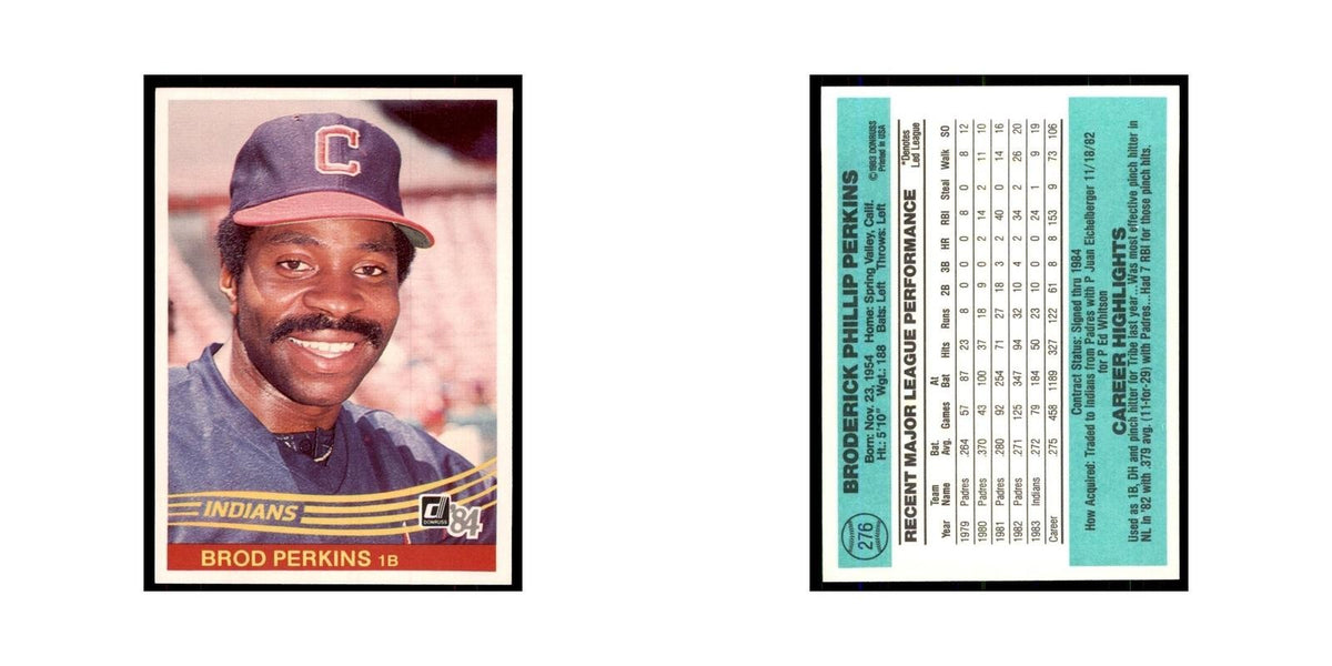 Brod Perkins 1984 Donruss #276 Cleveland Indians Baseball Card NM