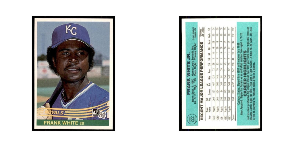 Frank White 1984 Donruss #222 Kansas City Royals Baseball Card NM