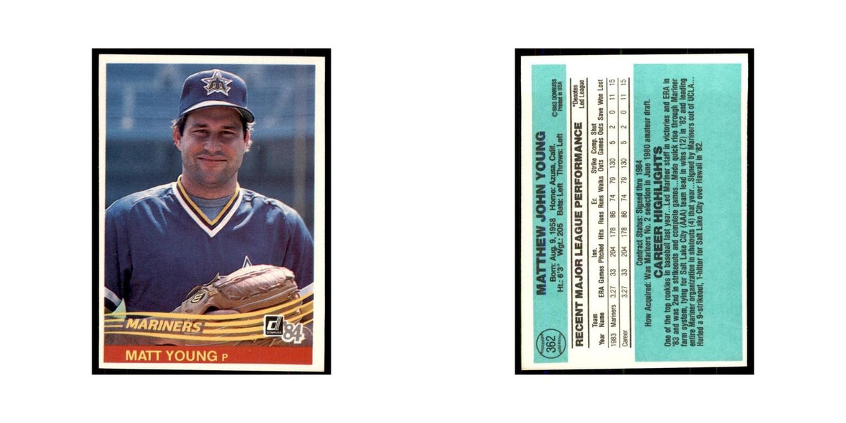 Matt Young Rookie 1984 Donruss #362 Seattle Mariners Baseball Card NM