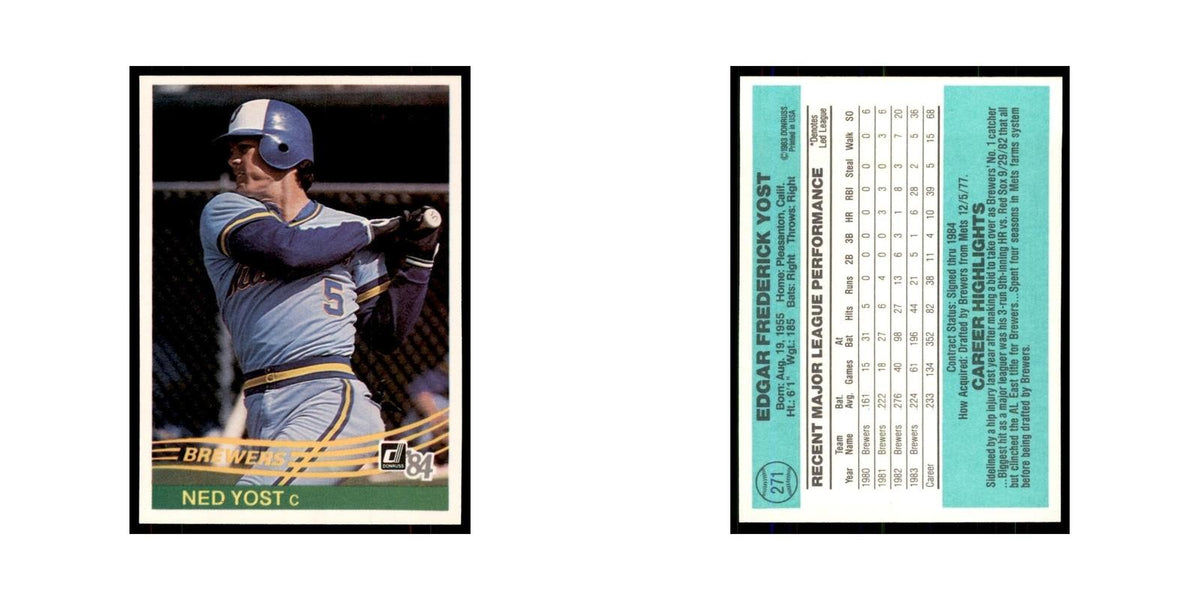 Ned Yost 1984 Donruss #271 Milwaukee Brewers Baseball Card NM