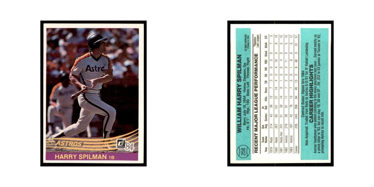 Harry Spilman 1984 Donruss #258 Houston Astros Baseball Card NM