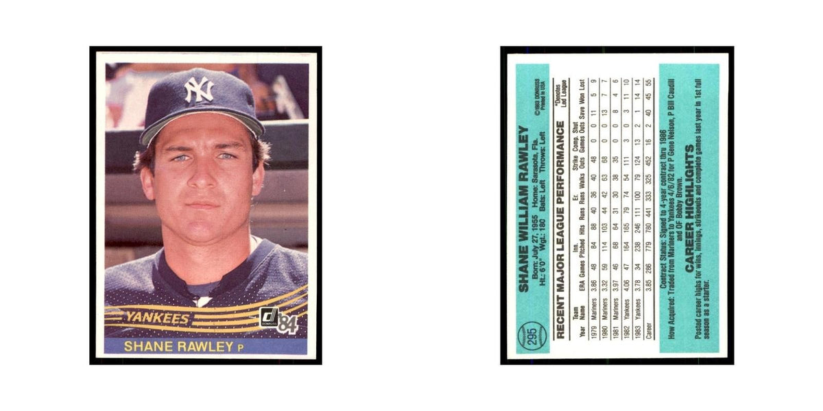 Shane Rawley 1984 Donruss #295 New York Yankees Baseball Card NM