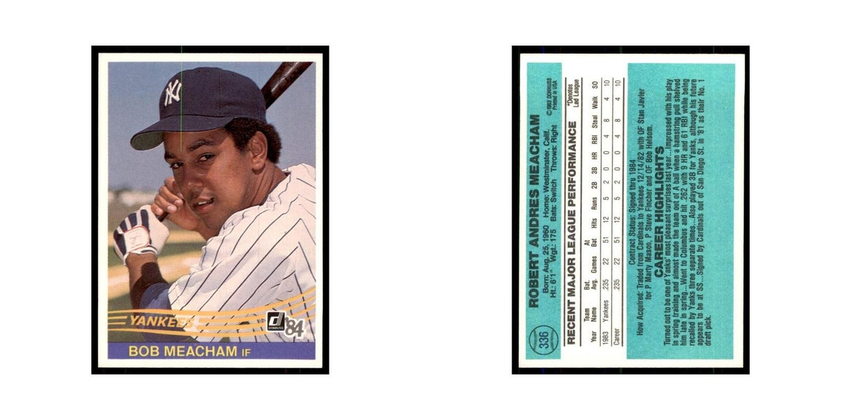 Bob Meacham Rookie 1984 Donruss #336 New York Yankees Baseball Card NM
