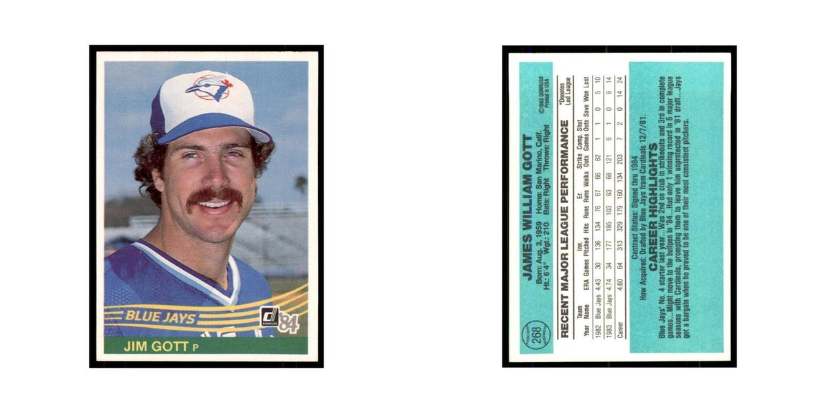 Jim Gott 1984 Donruss #268 Toronto Blue Jays Baseball Card NM
