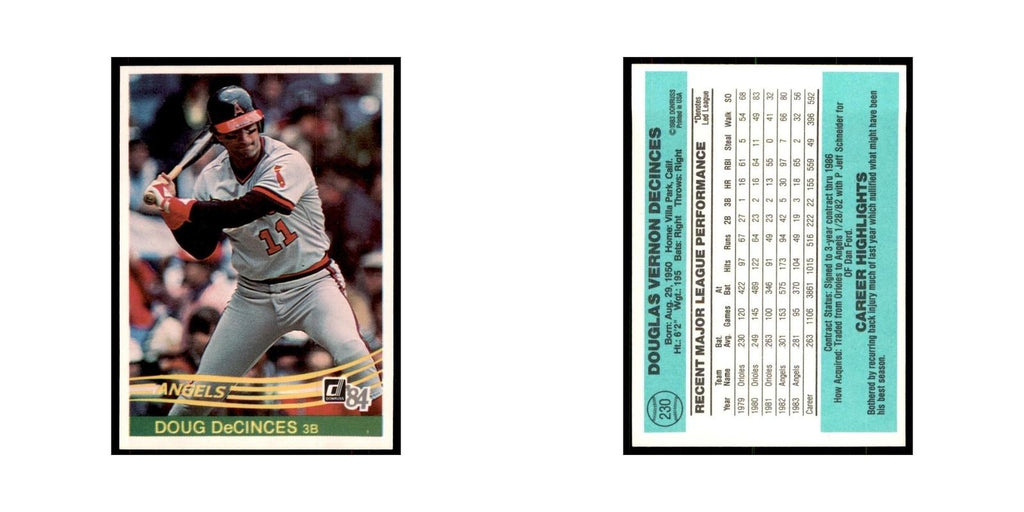 Doug DeCinces 1984 Donruss #230 California Angels Baseball Card NM