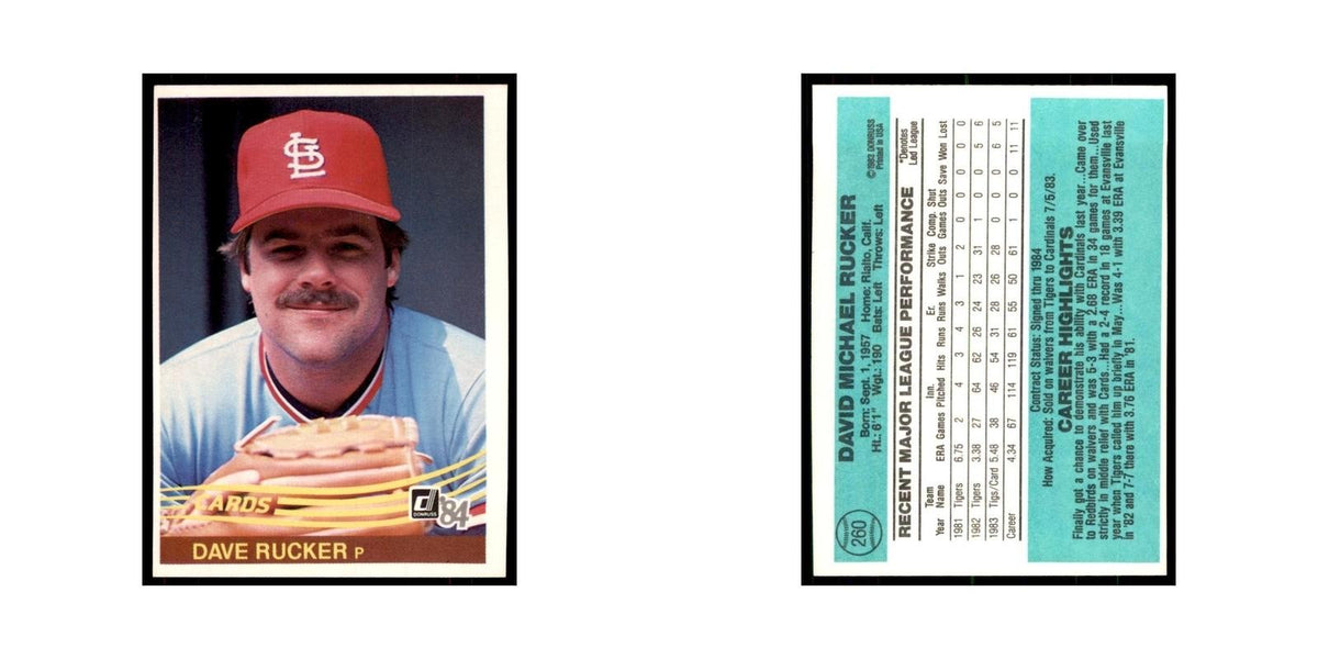 Dave Rucker 1984 Donruss #260 St. Louis Cardinals Baseball Card NM
