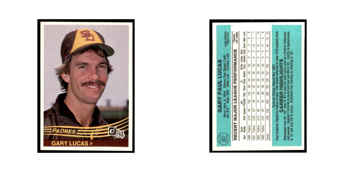 Gary Lucas 1984 Donruss #307 San Diego Padres Baseball Card NM