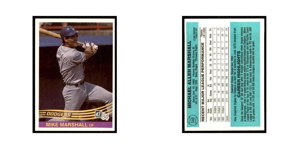 Mike Marshall 1984 Donruss #348 Los Angeles Dodgers Baseball Card NM
