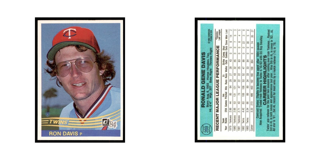 Ron Davis 1984 Donruss #269 Minnesota Twins Baseball Card NM