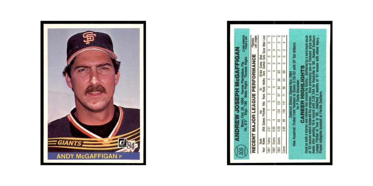 Andy McGaffigan 1984 Donruss #309 San Francisco Giants Baseball Card NM